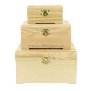 Juego de 3 Cajas de Madera de Pino para Joyas con Decoración en los Bordes, Contenedor para Regalos, Dimensiones OEM, Precio de Fábrica al por Mayor - Product Image 5