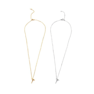 Collana con Ciondolo a Forma di Lettera T con Diamante, Catena in Acciaio Inossidabile, 12 Pezzi, Acero Ref45527 - Product Image 2