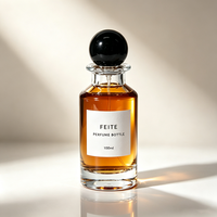 Flacon de parfum en verre vide à col serti de 15 mm, flacon de parfum cylindrique moderne de 100 ml avec bouchon en résine colorée
