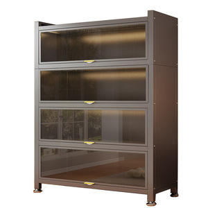 ตู้เก็บของเหล็กทรงสี่เหลี่ยมผืนผ้า ป้องกันฝุ่น บานเปิดแบบพลิกได้ หลายชั้น วางบนพื้น สำหรับจัดเก็บของเล่นเด็ก ใช้ในบ้าน น้ำหนัก 14 กก. - Product Image 5