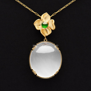 Qingyabailu Feicui - Colgante de Jadeíta Natural de Alta Gama con Trébol de Cuatro Hojas, Cristal de Hielo, Amuleto de Jade Genuino para Aniversario - Product Image 1