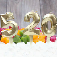Bougies d'anniversaire en forme de chiffres 3D en or et diamant en gros - Chiffres de 0 à 9 pour la décoration de gâteaux, fête d'anniversaire et cadeau de luxe, best-seller
