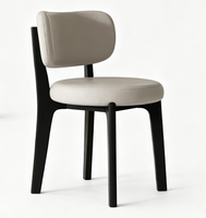 Chaise de salle à manger nordique en bois massif avec dossier et assise rembourrée ; Chaise de salle à manger sans accoudoirs de style mi-siècle, idéale pour la maison, le bureau ou la salle à manger