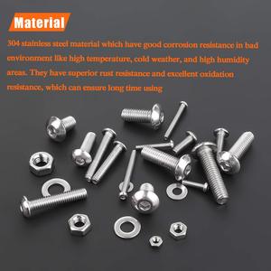 HELIFOUNER 304 Stainless Steel Hex Button Head Cap <b>Bolts</b> Nuts Washers Kit M2 M3 <b>M4</b> M5 1280 Pieces - Product Image 2
