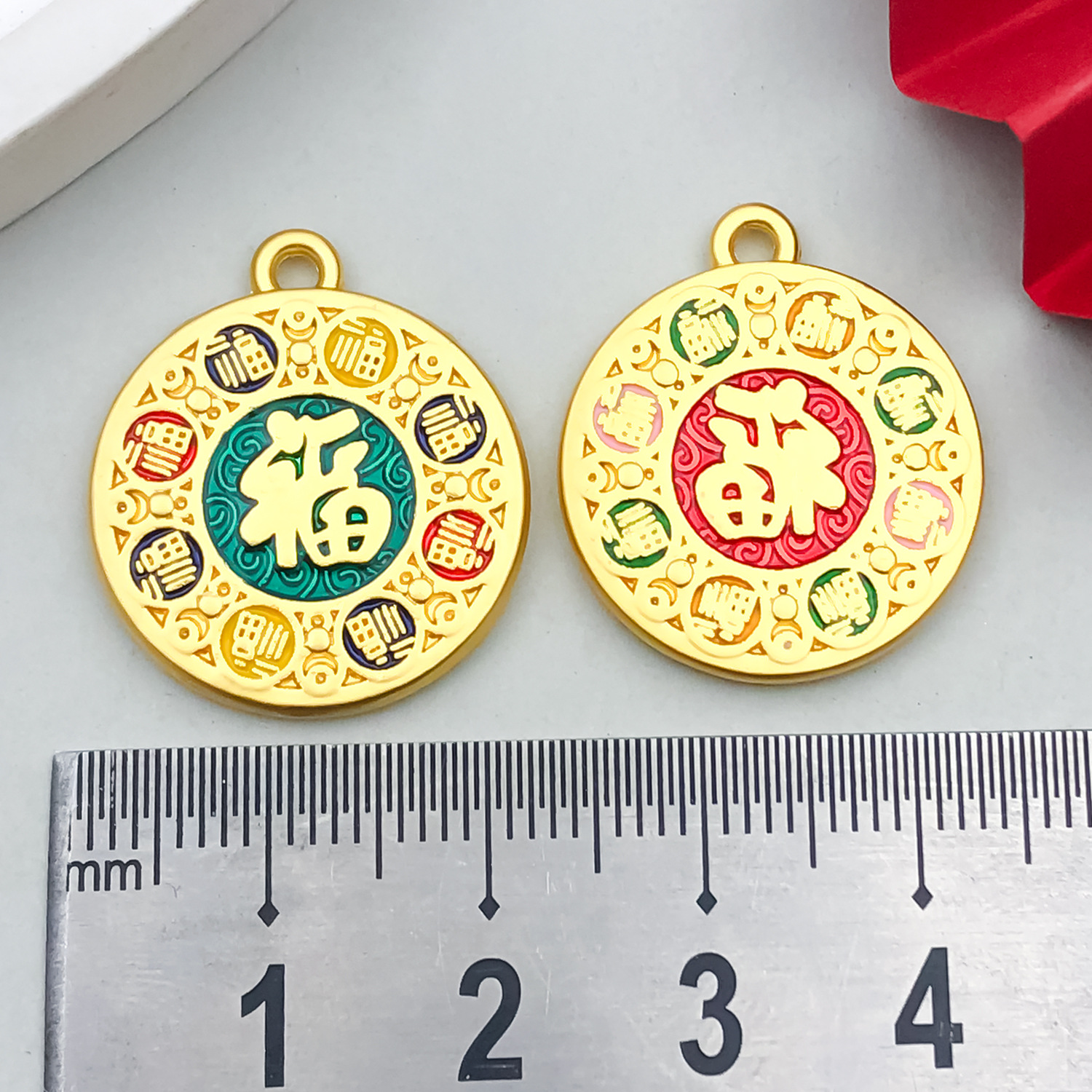 1 red ancient gold dumb gold double-sided Jiufu fu