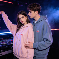 Sweat à capuche unisexe FW 430G 100% coton, style vintage américain décontracté et sportif, logo personnalisé