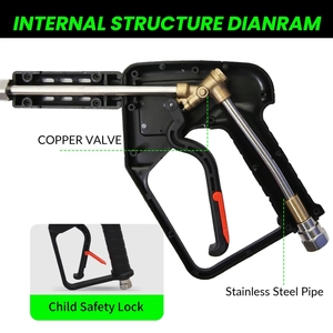 Pistola de Agua a Alta Presión de Acero Inoxidable y Cobre, Pistola de Agua Portátil <span class=keywords><strong>para</strong></span> Lavado de Autos, Pistola de Rociado de Agua <span class=keywords><strong>para</strong></span> Lavadora a Presión - Product Image 3