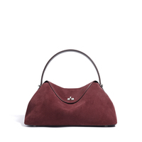 Sac Hobo de Luxe en Daim et Cuir Fendu pour Femme, Sac Fourre-tout Tendance en Cuir Mat, Sac à Bandoulière Polyvalent, Sac à Main Féminin