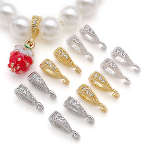Accessoires de bijoux DIY, fermoirs en forme de larme, plaqué or et argent, cuivre avec zircon, pour la création de bracelets et de colliers. - Product Image 3