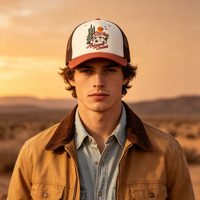 Gorra Trucker Personalizada con Bordado de Dos Tonos, Estilo Vintage, Transpirable, con Malla en la Parte Trasera y Diseño de Cactus, para Uso Casual al Aire Libre