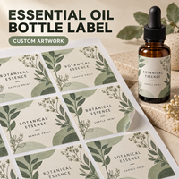 Étiquette autocollante personnalisée en vinyle pour flacon d'huile essentielle, pour l'emballage des flacons compte-gouttes et l'impression de logo de marque pour les soins personnels