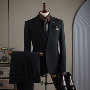 Traje de Tres Piezas a Rayas y Liso al por Mayor para Hombre, Traje Formal de Negocios, Novio, Casual, Banquete, <span class=keywords><strong>Boda</strong></span>, Traje Slim para Hombre - Product Image 3