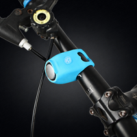 Klaxon électronique pour vélo alimenté par batterie 130 dB, 6 modes, extra fort, étanche IPX4, sirène en silicone, autonomie de la batterie de 8 à 12 mois
