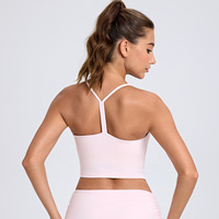 Débardeur de yoga pour femme à col halter en V profond, compression ajustée, maintien élevé à l'avant, séchage rapide, pour la course, l'entraînement et le fitness