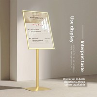 Stand Display Poster Vertikal A2, Dapat Dipindah, Alas Persegi Galvanis, Model Berdiri, Gaya Eropa-Amerika, Untuk Hotel, Mal, Toko Pakaian