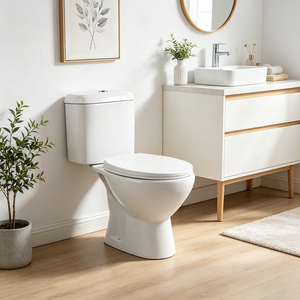 Inodoro Moderno y Económico <span class=keywords><strong>de</strong></span> Cerámica con Doble Descarga, Trampa P/S, <span class=keywords><strong>de</strong></span> Dos Piezas, para Baños <span class=keywords><strong>de</strong></span> Hotel, Lavaderos y Hogares - Product Image 1