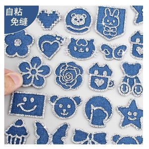 High-End DIY Self-Adhesive No-Sew Diamond Edge Embroidery Bear Bow Flower <b>Jeans</b> <b>Patch</b> for Clothing Pants <b>Jeans</b> Decoration - Product Image 1