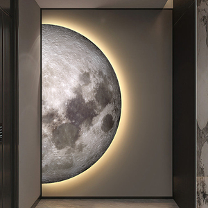 ภาพศิลปะติดผนังสมัยใหม่ ภาพวาดคริสตัลพอร์ซเลน LED ระดับไฮเอนด์ รูปพระจันทร์ครึ่งวงกลม สำหรับตกแต่งห้องนั่งเล่นหรูหรา ทางเดิน และผนังทางเข้า - Product Image 5