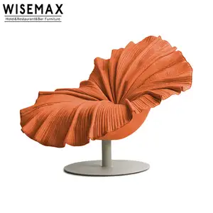 WISEMAX – mobilier de salon de styliste pivotant, chaise de loisirs en forme de fleur, chaise de salon inclinable avec base en métal