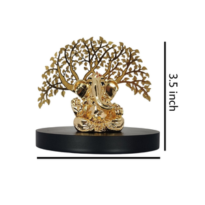 Statue de Lord Ganesh Idol, arbre artisanal en acier inoxydable de couleur dorée, de petite taille, pour mariage à domicile, temple de Diwali - Product Image 1