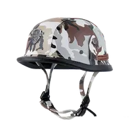 BYB/108 Casco Helm Sepeda Motor Retro, Helm Keselamatan Balap Wajah Terbuka Kamuflase Tentara Antikabut Empat Musim 3 Warna