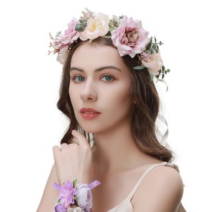 Diadema <span class=keywords><strong>de</strong></span> Flores para Mujer, Corona Floral, Guirnalda para Boda, Accesorios para Fotos <span class=keywords><strong>de</strong></span> Bodas y Festivales, Corona <span class=keywords><strong>de</strong></span> Rosas, Tocado <span class=keywords><strong>de</strong></span> Flores para Boda - Product Image 3