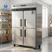 Réfrigérateur professionnel à quatre portes, armoire de refroidissement ventilée pour aliments, machine de stockage robuste pour restaurant