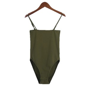 Manqu Women's Solid Color Slim Fit Bodysuit With Thin Straps Stretch Knitted Tank Top Base Layer <b>Underwear</b> - Product Image 5