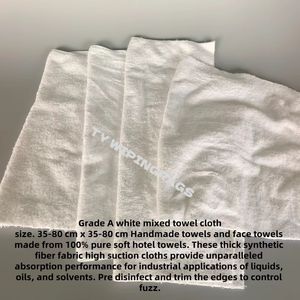 Chiffons de nettoyage thermiques en <span class=keywords><strong>flanelle</strong></span> blanche, boîte de 10 lb, 100 chiffons en coton blanc, modèle Face White Towel pour le nettoyage - Product Image 2