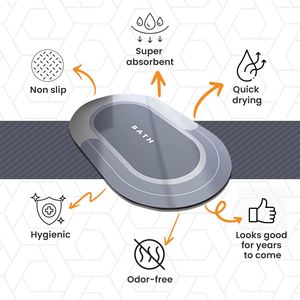 Ensemble de tapis absorbants pour salle de bain, tapis de porte en caoutchouc, tapis de sol en terre de diatomée, tapis de cuisine antidérapant, tapis de bain en diatomite - Product Image 4