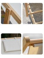 Chaise de plage pliable réglable en hauteur, en bois massif, durable, chaise longue inclinable avec appui-tête