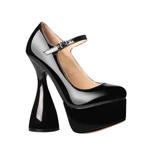 WETKISS รองเท้าส้นเตี้ยสำหรับผู้หญิง,รองเท้าส้นสูงสไตล์ชาวเยอรมันรองเท้าส้นสูงสีดำรองเท้าส้นเตี้ยรองเท้าส้นตึกส้นโลลิต้า