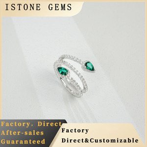 Bague délicate en argent 925 avec émeraude créée en laboratoire - Product Image 5