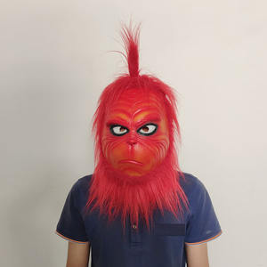 Masque en peluche de <span class=keywords><strong>cosplay</strong></span> de monstre rouge, masque en latex pour décoration de Noël, masque intégral pour la tête, masque rouge de <span class=keywords><strong>Grinch</strong></span> - Product Image 3