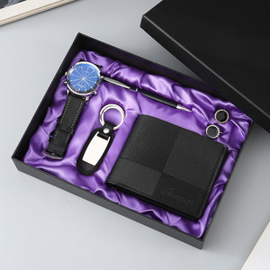 IStapromo Gifts Men's Customized Business Gift Set Leather Fashionable Silk Screen Printed Belt Wallet Perfume <b>Key</b> <b>Chain</b> Pen - Product Image 5