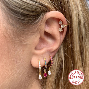 Pendientes de Plata de Ley S925 con Forma de Gota de Agua, Pendientes de Aro de Colores Creativos y Modernos, Más Vendidos en el Extranjero - Product Image 4
