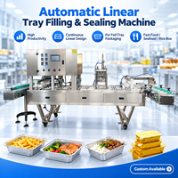 Machine automatique de remplissage et de scellage continue de barquettes en aluminium pour la restauration rapide, les fruits de mer, les boissons, le riz, les gobelets et les contenants