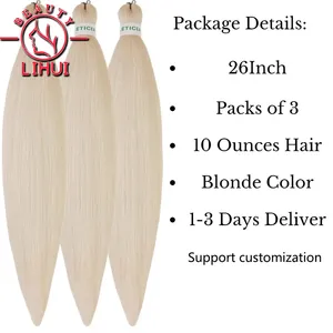 26" Easy Pre Stretched Braiding Hair Extensions 613 Blonde Jumbo <b>Braids</b> Synthetic Hair Bundles Yaki Straight Hair Crochet <b>Braid</b> - Product Image 2