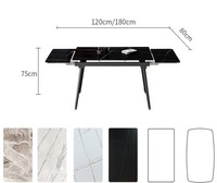Ensemble de table à manger moderne minimaliste en pierre frittée, table rectangulaire pliable et rétractable multifonctionnelle pour les petits foyers
