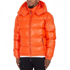 Vestes d'hiver pour hommes style High Street, couleur orange, veste matelassée à capuche, imperméable, polyester avec poches, vêtements du Pakistan - Product Image 4