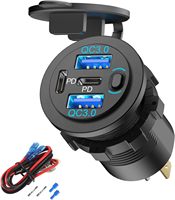 Chargeur USB 12V 90W 4 ports PD 36W double QC 18W pour voiture, bateau, marine, bus, camion, voiturette de golf, camping-car, moto, chargeur EV