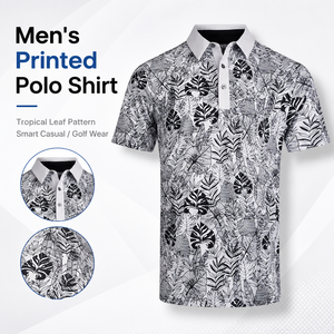 Men’s Performance Golf Polo Shirt All Over Tropical <b>Pattern</b> Anti-Pilling Breathable Custom Logo OEM ODM Wear - Product Image 6