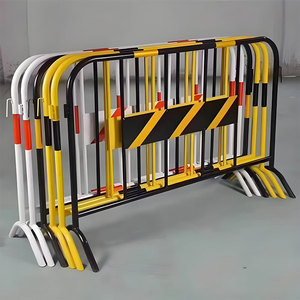 Barrière de sécurité robuste <span class=keywords><strong>en</strong></span> acier pour le contrôle des foules, <span class=keywords><strong>barricade</strong></span> métallique portable avec pieds de pont pour les chantiers de construction et les projets de sécurité routière - Product Image 6