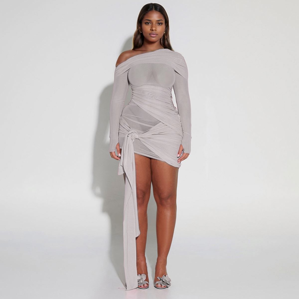 Spring Summer Fashion Women's New One Piece Collar Design Sexy Folded Dress
