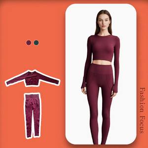 Conjunto de Yoga Benitez para Mujer 2025 Nuevo Conjunto de Dos Piezas para Entrenamiento de Pilates de Manga Larga Ajustado para Correr y Hacer Ejercicio - Product Image 3