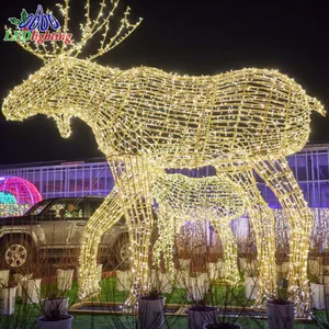 户外照明大型圣诞驼鹿出售点亮节日商业展示的发光二极管动物