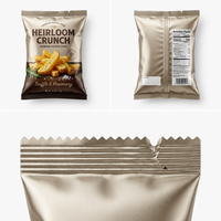 Sachets Doypack Métallisés Brillants Anti-humidité à Soufflet Arrière pour Chips et Snacks Sucrés, Imprimés et Personnalisables en Couleurs et Tailles