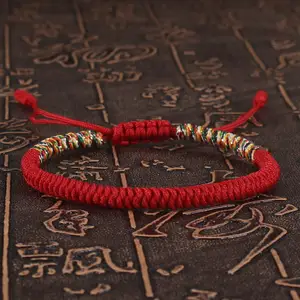 2024 nuevas Pulseras De Hilo Rojo Budista Tibetano de la suerte hecho a mano trenzado ajustable King Kong nudo hilo pulsera De hilo rojo