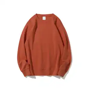 300GSM hochwertige Vintage OEM französischer Terry-Pullover einfarbig gefärbt einfarbig bedruckt 100% Baumwolle bedruckt individueller Rundhalsausschnitt Sweatshirt