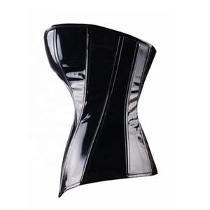 Hot-selling Outerwear Fishbone Bustier Glossy <strong>Leather</strong> Sexy Corset Waist Cincher French Court Style Shapewear - Product Image 4